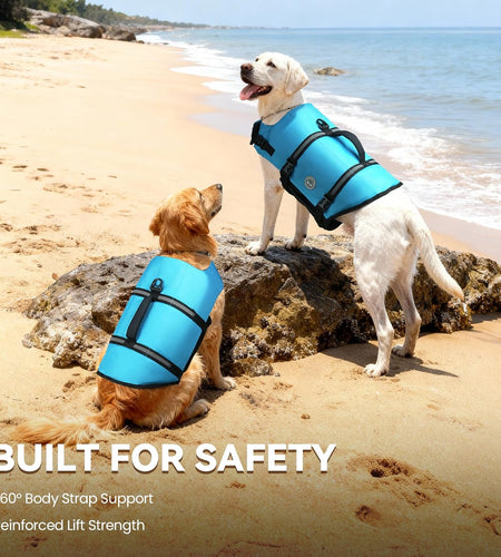Ripstop Dog Life Vest, Reflective & Adjustable Life Jacket for Dogs with Rescue Handle for Swimming & Boating