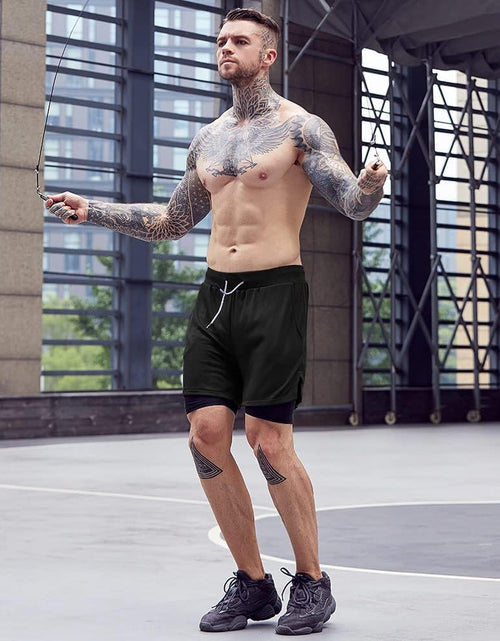 Load image into Gallery viewer, Mens Athletic Shorts 2-In-1 Gym Workout Running 7'' Shorts with Towel Loop
