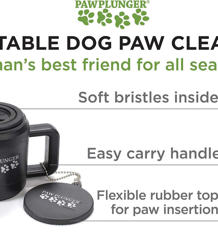 Paw Plunger – the Muddy Paw Cleaner for Dogs – Saves Carpet, Furniture, Bedding and Cars from Dirty Paw Prints – Use This Dog Paw Cleaner after Walks – Soft Bristles, Convenient Cup Handle