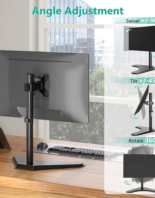 Load image into Gallery viewer, Single Monitor Stand, Adjustable Monitor Stand for One Screen up to 32Inch, Universal Freestanding Monitor Stand for Hp Acer Lg Monitor with Monting Holes 75 to 100Mm (Mf001),Black
